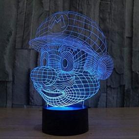 img 3 attached to IKEY 3D Mario Night Light: Touch Switch Table Desk Optical Illusion 🌙 Lamps, 7 Color Changing Lights with Acrylic Flat & ABS Base & USB Cable