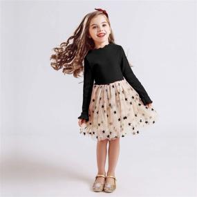 img 1 attached to 👗 Comfy & Stylish: HNXDYY Little Girls Long Sleeve Soft Casual Dress That's Perfect for Any Occasion