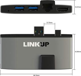 img 2 attached to 🔌 LINKUP - Surface Pro 4 Compatible SD Card Micro Memory Reader Adapter Hub, 6-in-1 Docking Station, 4K HDMI, Gigabit Ethernet, SD/Micro SD Card Slots, 2X USB-A 3.0 Ports, Optimized for MS Surface Pro 4