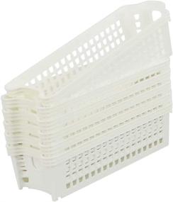 img 4 attached to Ponpong Mini Compact White Plastic Storage Baskets, 11.02&#34; x 3.74&#34; x 2.76&#34;, Set of 6