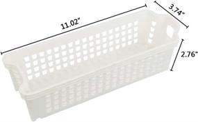 img 3 attached to Ponpong Mini Compact White Plastic Storage Baskets, 11.02&#34; x 3.74&#34; x 2.76&#34;, Set of 6