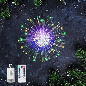 img 4 attached to MIDDIA Starburst Christmas Lights 120 Led Copper Wire Firework Lights 8 Modes Battery Operated Chandelier