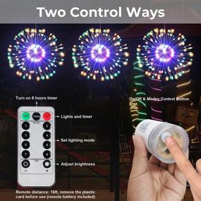 img 2 attached to MIDDIA Starburst Christmas Lights 120 Led Copper Wire Firework Lights 8 Modes Battery Operated Chandelier