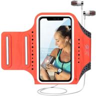 📱 milprox cell phone armband - universal waterproof phone arm holder with adjustable elastic band & card holder - fits all phones up to 6.5 inches (iphone, samsung, lg, pixel) - ideal for gym, hiking - coral logo