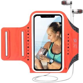 img 4 attached to 📱 MILPROX Cell Phone Armband - Universal Waterproof Phone Arm Holder with Adjustable Elastic Band & Card Holder - Fits All Phones up to 6.5 Inches (iPhone, Samsung, LG, Pixel) - Ideal for Gym, Hiking - Coral