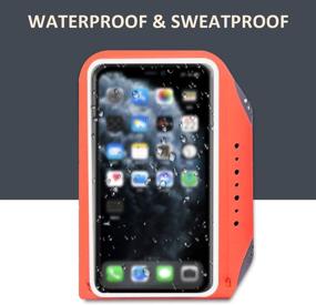 img 2 attached to 📱 MILPROX Cell Phone Armband - Universal Waterproof Phone Arm Holder with Adjustable Elastic Band & Card Holder - Fits All Phones up to 6.5 Inches (iPhone, Samsung, LG, Pixel) - Ideal for Gym, Hiking - Coral