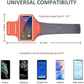 img 3 attached to 📱 MILPROX Cell Phone Armband - Universal Waterproof Phone Arm Holder with Adjustable Elastic Band & Card Holder - Fits All Phones up to 6.5 Inches (iPhone, Samsung, LG, Pixel) - Ideal for Gym, Hiking - Coral