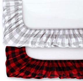 img 1 attached to 👶 2-Pack Red and Grey Buffalo Plaid Baby Changing Pad Covers by The Peanutshell - Suitable for Boys or Girls
