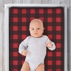 img 3 attached to 👶 2-Pack Red and Grey Buffalo Plaid Baby Changing Pad Covers by The Peanutshell - Suitable for Boys or Girls