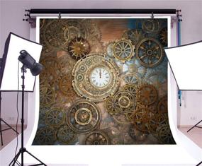 img 3 attached to 🕰️ LFEEY 5x5ft Rusty Steampunk Backdrops for Photography - Vintage Metallic Bronze Clockwork Gears Background - Steampunk Party Backdrop Wallpaper - Ideal for Adults Men's Portrait Photoshoot - Photo Studio Props