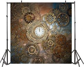 img 1 attached to 🕰️ LFEEY 5x5ft Rusty Steampunk Backdrops for Photography - Vintage Metallic Bronze Clockwork Gears Background - Steampunk Party Backdrop Wallpaper - Ideal for Adults Men's Portrait Photoshoot - Photo Studio Props