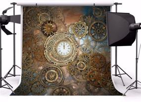 img 2 attached to 🕰️ LFEEY 5x5ft Rusty Steampunk Backdrops for Photography - Vintage Metallic Bronze Clockwork Gears Background - Steampunk Party Backdrop Wallpaper - Ideal for Adults Men's Portrait Photoshoot - Photo Studio Props