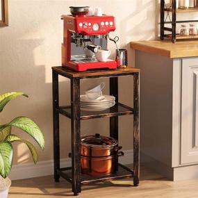 img 2 attached to 🏭 Rustic Brown Rolanstar Tall Side Table: Industrial End Table with Adjustable Mesh Shelves, Storage Bin, Metal Frame, and Retro Nightstand