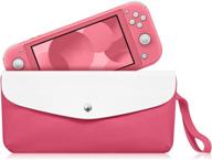 fintie carry case for nintendo switch lite 2019 - travel bag protective sleeve pouch 🎮 with side pocket, game card storage, holding strap - ideal for nintendo switch lite accessories, living coral logo
