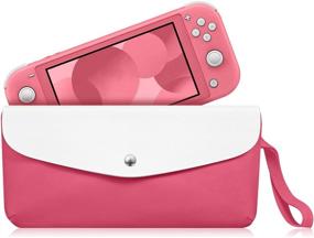 img 4 attached to Fintie Carry Case for Nintendo Switch Lite 2019 - Travel Bag Protective Sleeve Pouch 🎮 with Side Pocket, Game Card Storage, Holding Strap - Ideal for Nintendo Switch Lite Accessories, Living Coral