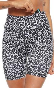 img 2 attached to 🩳 PERSIT Women's High Waist Print Workout Yoga Shorts: Stay Comfy & Stylish with 2 Hidden Pockets, Non See-Through & Tummy Control