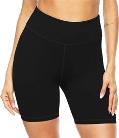 img 1 attached to 🩳 PERSIT Women's High Waist Print Workout Yoga Shorts: Stay Comfy & Stylish with 2 Hidden Pockets, Non See-Through & Tummy Control