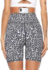 img 3 attached to 🩳 PERSIT Women's High Waist Print Workout Yoga Shorts: Stay Comfy & Stylish with 2 Hidden Pockets, Non See-Through & Tummy Control