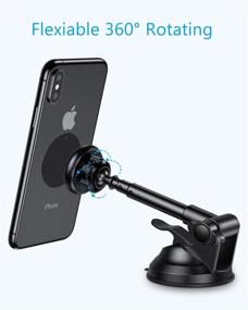 img 2 attached to 📱 Magnetic Phone Car Mount - Secure & Universal Hands-Free Holder for Car Dashboard & Windshield, Adjustable Long Arm & Strong Suction Cup - Compatible with iPhone 11 Pro, Samsung & More (2020, Black)