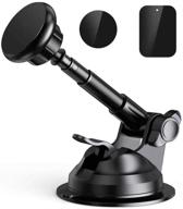 📱 magnetic phone car mount - secure & universal hands-free holder for car dashboard & windshield, adjustable long arm & strong suction cup - compatible with iphone 11 pro, samsung & more (2020, black) logo