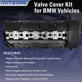 img 3 attached to 🔩 Valve Cover Kit with Gasket, Spark Plug Seals, Bolts, Mount, and Washers - Compatible with BMW Z3, 323i, 325i, 328i, 330i, 525i, 528i, 530i, X5 - M52/M54 2.5L, 2.8L, 3.0L - Part # 11121432928