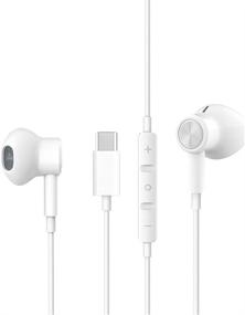 img 4 attached to Наушники HiFi Stereo USB C Earbuds с микрофоном для Samsung Galaxy, LG Velvet, Google Pixel, OnePlus и Huawei P30 Pro - белые.