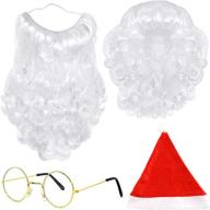 🎅 bigotters santa costume set with glasses, xmas hat, deluxe beard and wig - 4pcs christmas accessory for men and women cosplay dress up props logo