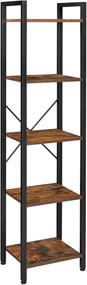 img 4 attached to 📚 VASAGLE 5-Tier Bookshelf: Industrial Rustic Brown and Black Storage Shelving Unit for Study, Living Room, Bedroom - ULLS100B01