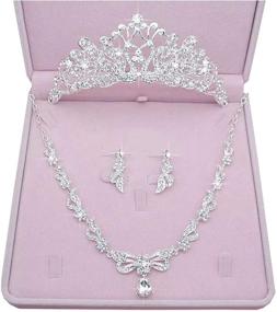 img 1 attached to 💎 Sparkling Wedding Sets for Women: Stunning Bling Bride Hair Accessories, Tiaras, Earrings, Necklace & Jewelry Sets