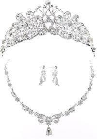 img 3 attached to 💎 Sparkling Wedding Sets for Women: Stunning Bling Bride Hair Accessories, Tiaras, Earrings, Necklace & Jewelry Sets