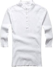 img 3 attached to 👕 Sleeve Henley Shirt: Stylish Cotton Henleys for Men's Wardrobe