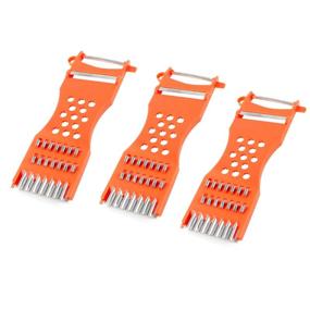 img 1 attached to 🍊 3-Piece Orange Red Metal Scraper Fruit Grater Slicer Vegetable Peeler by uxcell