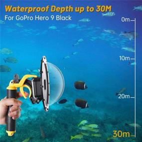 img 1 attached to 📸 GoPro Dome Port: Waterproof Housing Case for GoPro HERO9 Black - Underwater Protective Diving Dome with Trigger Pistol, Anti-Fog Insert, Hand Grip - Lens Accessories Included