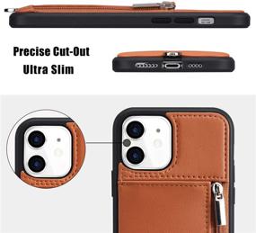 img 1 attached to 📱 Labato iPhone 12/12 Pro Wallet Case with Strap - Slim Leather Lanyard Cases with Card Holder and Zipper Wallet - Protective Phone Cover for 6.1'' iPhone 12/12 Pro 2020 (Brown)