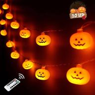 halloween pumpkin string lights: 30 led 16.4ft battery operated decorative twinkle lights - perfect for indoor/outdoor decorations, parties, and bedroom camper décor - waterproof & 8 modes timer логотип