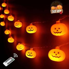 img 4 attached to Halloween Pumpkin String Lights: 30 LED 16.4ft Battery Operated Decorative Twinkle Lights - Perfect for Indoor/Outdoor Decorations, Parties, and Bedroom Camper Décor - Waterproof & 8 Modes Timer