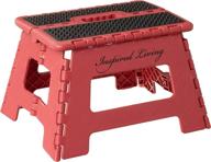 🪑 efficient and portable inspired living step heavy duty folding stools, 9" high, in vibrant red логотип