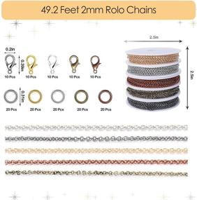 img 3 attached to 📿 Premium 49.2 ft Rolo Chains Necklace Kit - Happy Makers 2mm for Jewelry Making, 5 Color Options with Lobster Clasps and Jump Rings - Perfect for DIY Pendant Bracelet Crafts for Women and Men