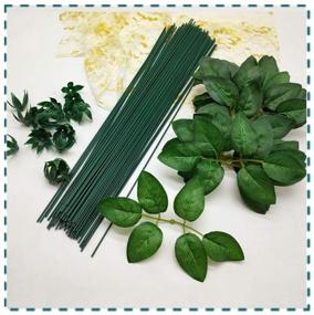 img 1 attached to 🌿 200 Pcs 16 Inch 22 Gauge Dark Green Floral Stem Wire: Ideal for DIY Bouquet Stem Wrapping and Crafts