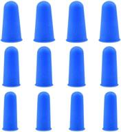 🖐️ finger cots - 12pcs silicone finger protection covers caps in 3 sizes - blue finger tip protectors, guards, and heat resistant sleeves logo