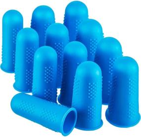 img 1 attached to 🖐️ Finger Cots - 12Pcs Silicone Finger Protection Covers Caps in 3 Sizes - Blue Finger Tip Protectors, Guards, and Heat Resistant Sleeves