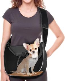 img 4 attached to WOYYHO Large Dog Sling Carrier - Hands-Free Crossbody Bag Pet Sling Mesh Carrier with Supportive Bottom Pad | Ideal for Small to Medium Dogs, Cats, and Rabbits