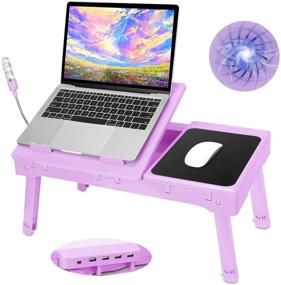 img 3 attached to IMountek Laptop Table Bed Notebook Desk-Multi-Functional Laptop Bed Table Tray With Internal Cooling Fan