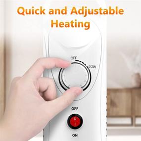 img 2 attached to 🔥 Portable Oil Filled Radiator Heater: 700W Electric Space Heater with Thermostat, Overheat Protection - Quiet Indoor Heater for Home and Office