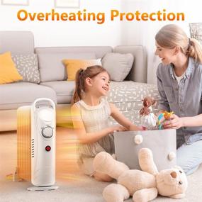 img 1 attached to 🔥 Portable Oil Filled Radiator Heater: 700W Electric Space Heater with Thermostat, Overheat Protection - Quiet Indoor Heater for Home and Office