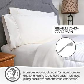 img 2 attached to Whisper Organics Queen Bed Sheet - 100% Organic Cotton Fitted Sheet - 🛏️ GOTS Certified - 300 Thread Count - Deep Pocket - Queen Size - White Color