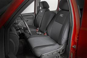 img 1 attached to Black Neoprene Seat Covers for 07-13 Chevy Silverado 1500/11-13 2500 HD Ext Cab by Rough Country - 91033