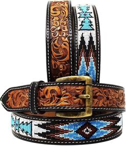 img 2 attached to 🏻 Men's Western Beaded Full Grain Leather Accessories - 26RT12