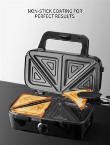 img 1 attached to 🥪 Black 3 in 1 Sandwich Maker with Removable Plates, 1200W Panini Press Grill, 5-Gears Temperature Control - Non-stick Coating