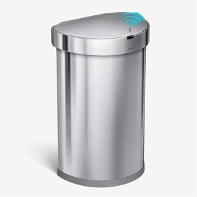 img 4 attached to simplehuman 45L / 12 Gal Semi-Round Auto Sensor Trash Can, Brushed Stainless Steel